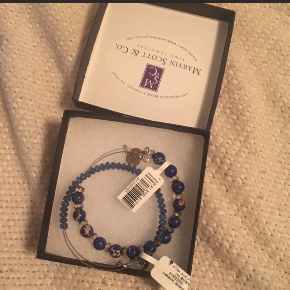 Blue beaded alex and ani bracelet